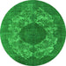 Round Oriental Green Industrial Rug, urb1034grn