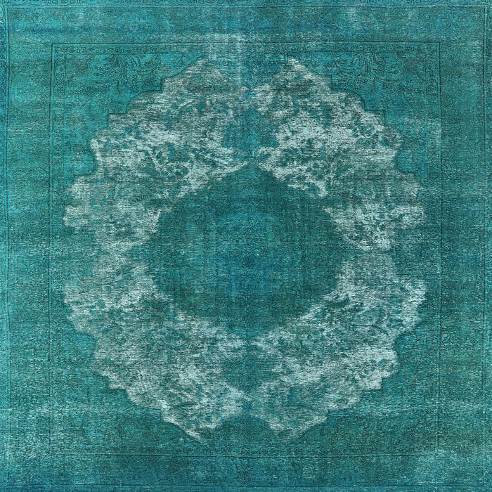 Square Machine Washable Industrial Modern Teal Green Rug, wshurb1034