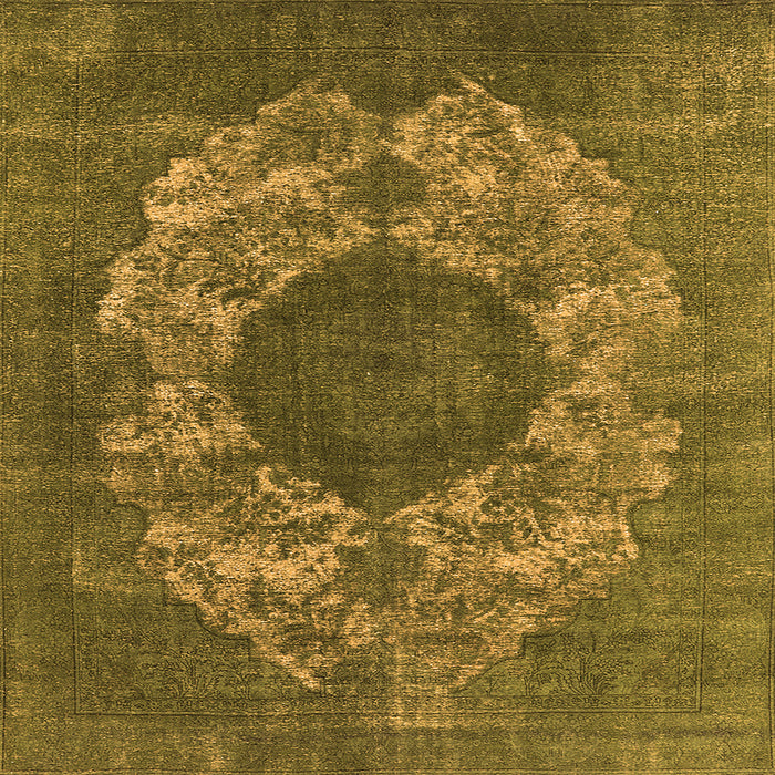 Square Machine Washable Oriental Orange Industrial Area Rugs, wshurb1034org