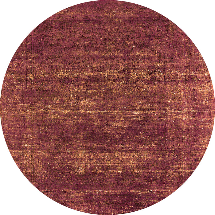 Round Machine Washable Oriental Orange Industrial Area Rugs, wshurb1035org