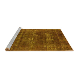 Sideview of Machine Washable Oriental Yellow Industrial Rug, wshurb1035yw