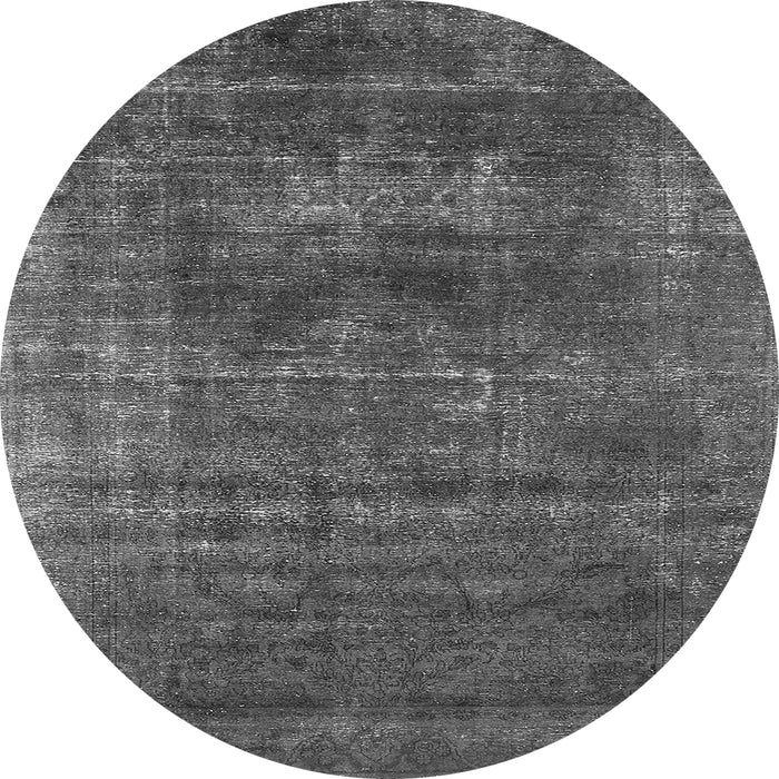 Round Machine Washable Oriental Gray Industrial Rug, wshurb1035gry