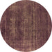 Round Oriental Brown Industrial Rug, urb1035brn