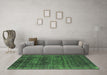Machine Washable Oriental Green Industrial Area Rugs in a Living Room,, wshurb1035grn
