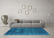 Machine Washable Oriental Turquoise Industrial Area Rugs in a Living Room,, wshurb1035turq