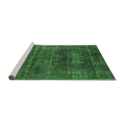 Sideview of Machine Washable Oriental Emerald Green Industrial Area Rugs, wshurb1035emgrn