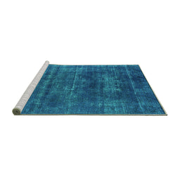 Sideview of Machine Washable Oriental Turquoise Industrial Area Rugs, wshurb1035turq