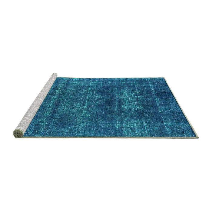 Sideview of Machine Washable Oriental Turquoise Industrial Area Rugs, wshurb1035turq