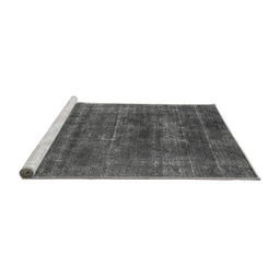 Sideview of Machine Washable Oriental Gray Industrial Rug, wshurb1035gry