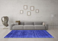 Machine Washable Oriental Blue Industrial Rug, wshurb1035blu