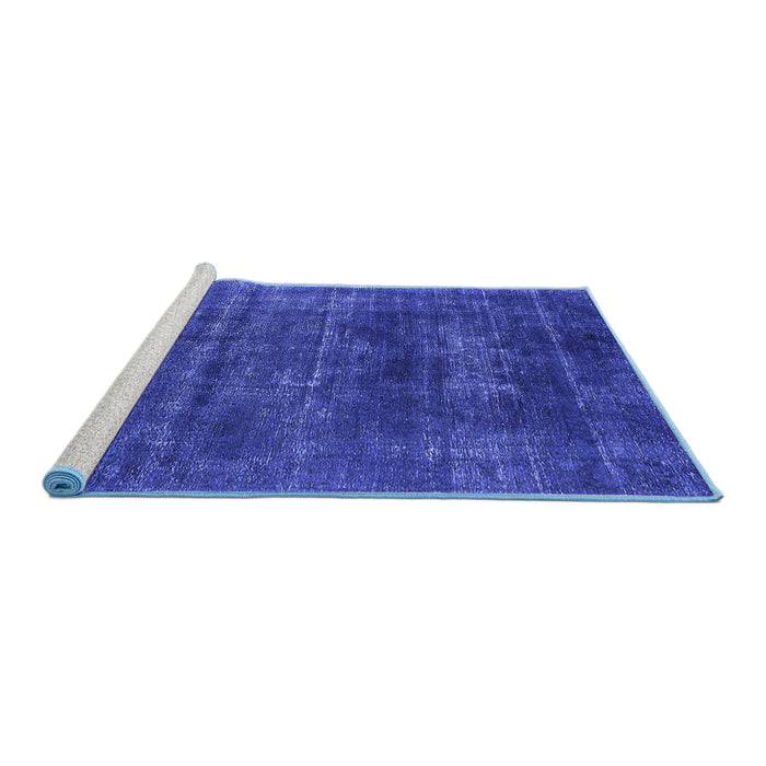 Sideview of Machine Washable Oriental Blue Industrial Rug, wshurb1035blu