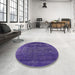 Round Mid-Century Modern Purple Oriental Rug in a Office, urb1035