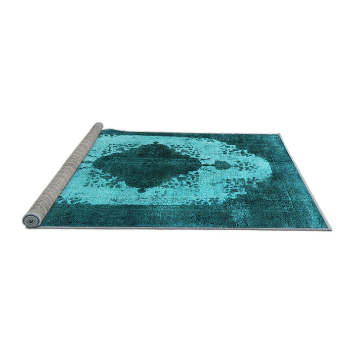 Sideview of Machine Washable Oriental Light Blue Industrial Rug, wshurb1036lblu