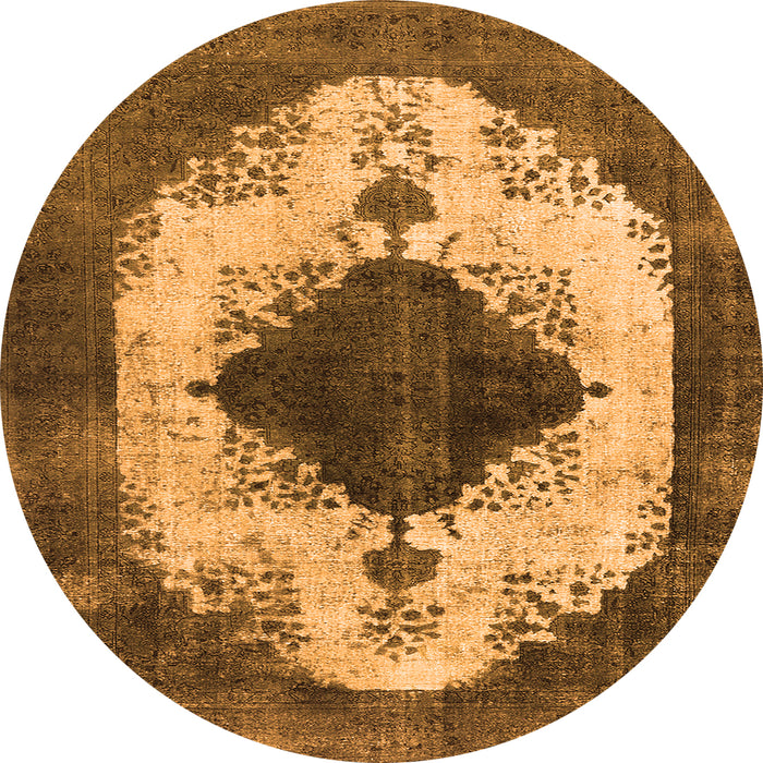 Round Oriental Orange Industrial Rug, urb1036org