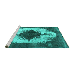 Sideview of Machine Washable Oriental Turquoise Industrial Area Rugs, wshurb1036turq