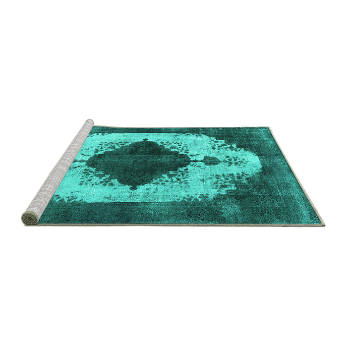 Sideview of Machine Washable Oriental Turquoise Industrial Area Rugs, wshurb1036turq