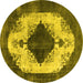 Round Oriental Yellow Industrial Rug, urb1036yw