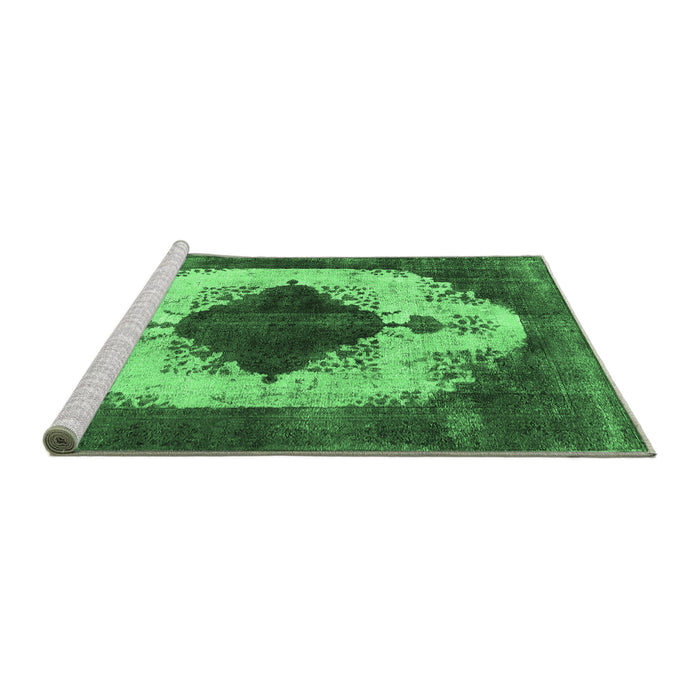 Sideview of Machine Washable Oriental Emerald Green Industrial Area Rugs, wshurb1036emgrn