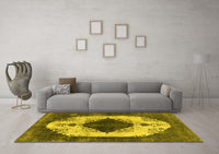 Machine Washable Oriental Yellow Industrial Rug, wshurb1036yw