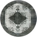 Round Mid-Century Modern Light Black Oriental Rug, urb1036