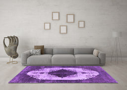 Machine Washable Oriental Purple Industrial Area Rugs in a Living Room, wshurb1036pur