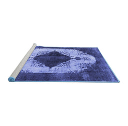 Sideview of Machine Washable Oriental Blue Industrial Rug, wshurb1036blu
