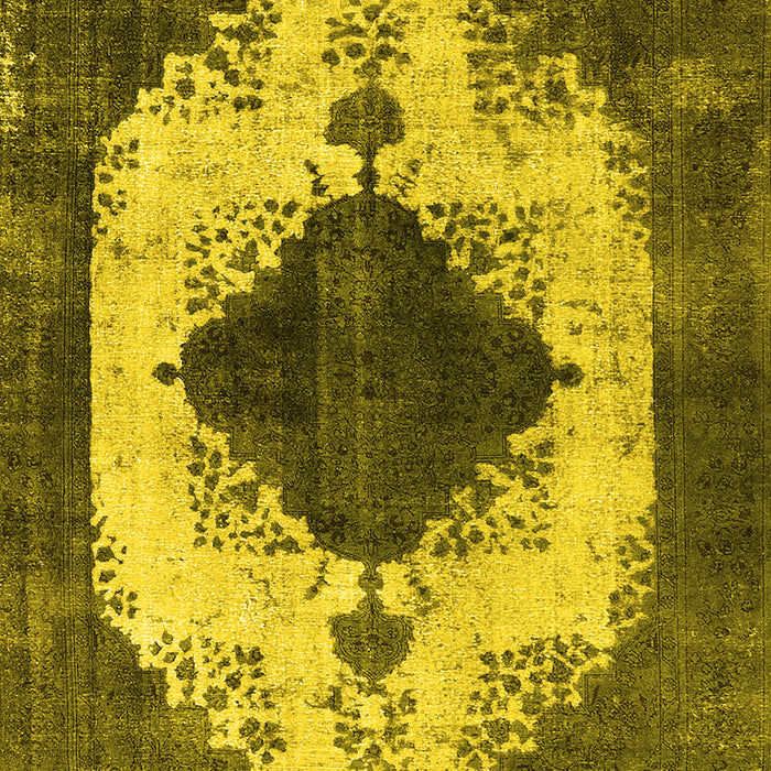 Machine Washable Oriental Yellow Industrial Rug, wshurb1036yw