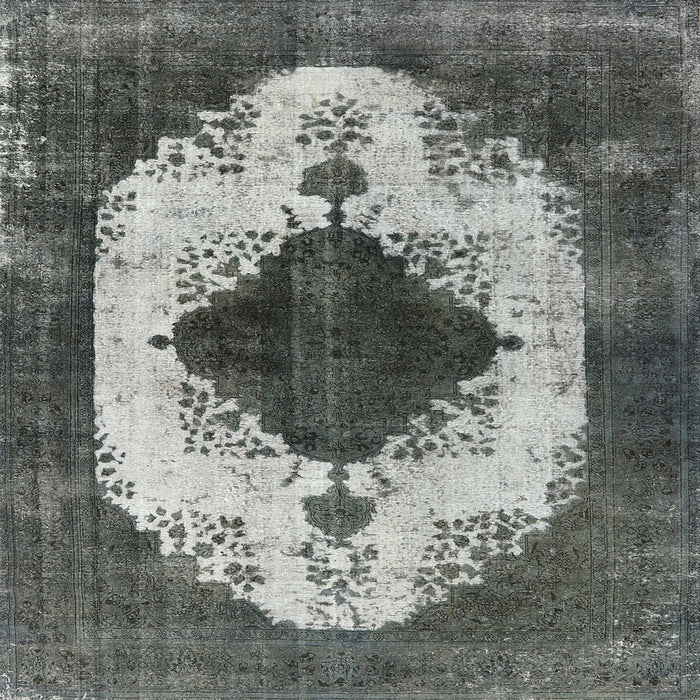 Square Mid-Century Modern Light Black Oriental Rug, urb1036