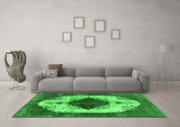 Machine Washable Oriental Green Industrial Rug, wshurb1036grn