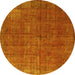 Round Machine Washable Oriental Yellow Industrial Rug, wshurb1037yw