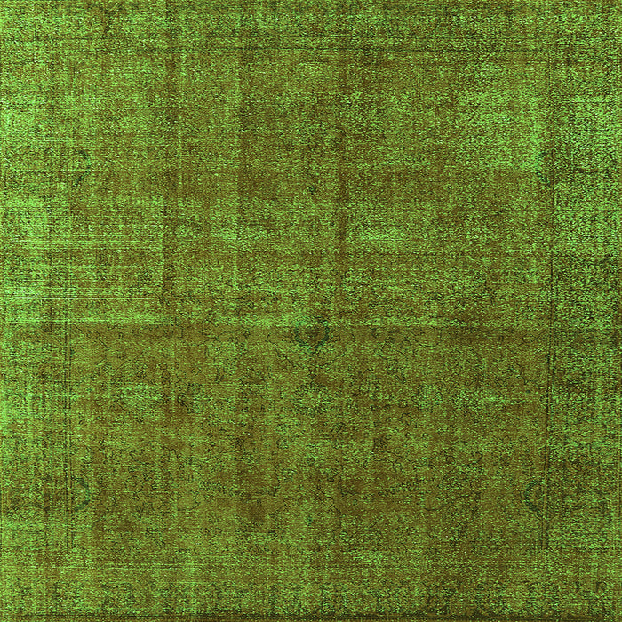 Square Machine Washable Oriental Green Industrial Area Rugs, wshurb1037grn