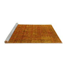 Sideview of Machine Washable Oriental Yellow Industrial Rug, wshurb1037yw