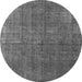 Round Machine Washable Oriental Gray Industrial Rug, wshurb1037gry
