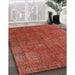 Mid-Century Modern Orange Oriental Rug in Family Room, urb1037