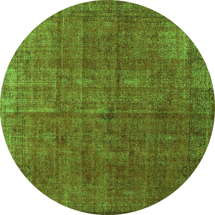 Round Oriental Green Industrial Rug, urb1037grn