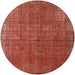 Round Mid-Century Modern Orange Oriental Rug, urb1037