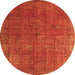 Round Machine Washable Oriental Orange Industrial Area Rugs, wshurb1037org