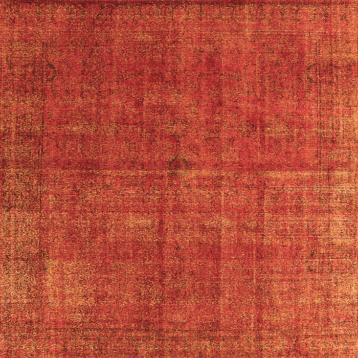 Square Machine Washable Oriental Orange Industrial Area Rugs, wshurb1037org