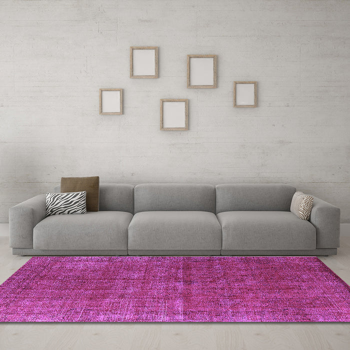 Machine Washable Oriental Purple Industrial Area Rugs in a Living Room, wshurb1037pur
