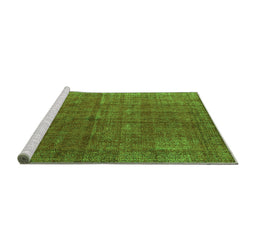Sideview of Machine Washable Oriental Green Industrial Area Rugs, wshurb1037grn