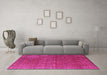 Machine Washable Oriental Pink Industrial Rug in a Living Room, wshurb1037pnk