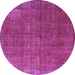 Round Oriental Purple Industrial Rug, urb1037pur