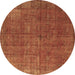 Round Oriental Brown Industrial Rug, urb1037brn