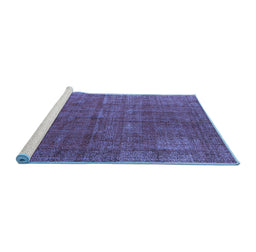 Sideview of Machine Washable Oriental Blue Industrial Rug, wshurb1037blu