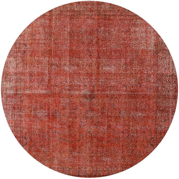 Round Machine Washable Industrial Modern Orange Rug, wshurb1037