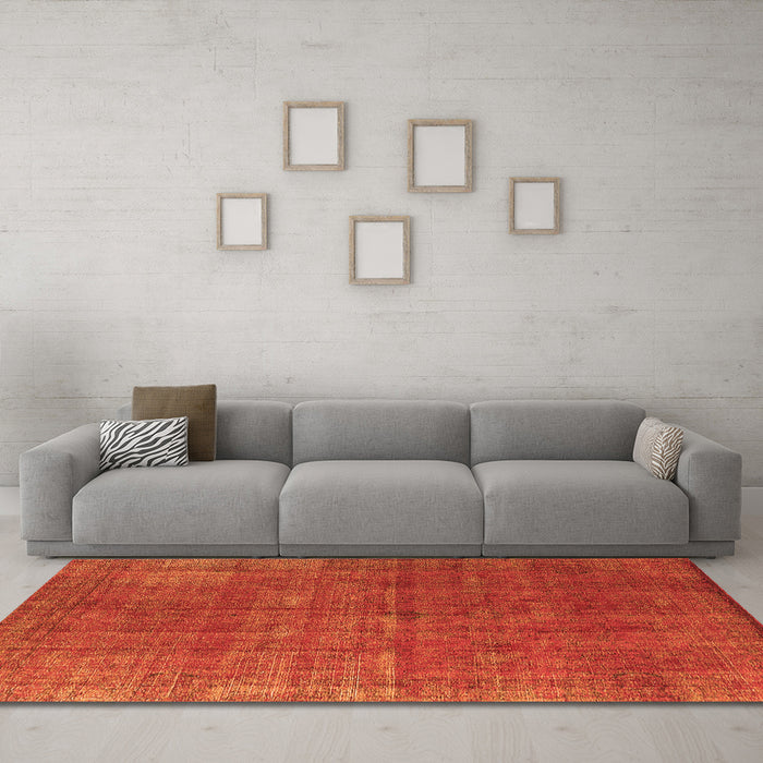 Machine Washable Oriental Orange Industrial Area Rugs in a Living Room, wshurb1037org