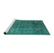 Sideview of Machine Washable Industrial Modern Light Sea Green Rug, wshurb1038