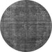 Round Machine Washable Oriental Gray Industrial Rug, wshurb1038gry