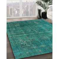 Mid-Century Modern Light Sea Green Oriental Rug, urb1038