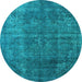 Round Oriental Light Blue Industrial Rug, urb1038lblu